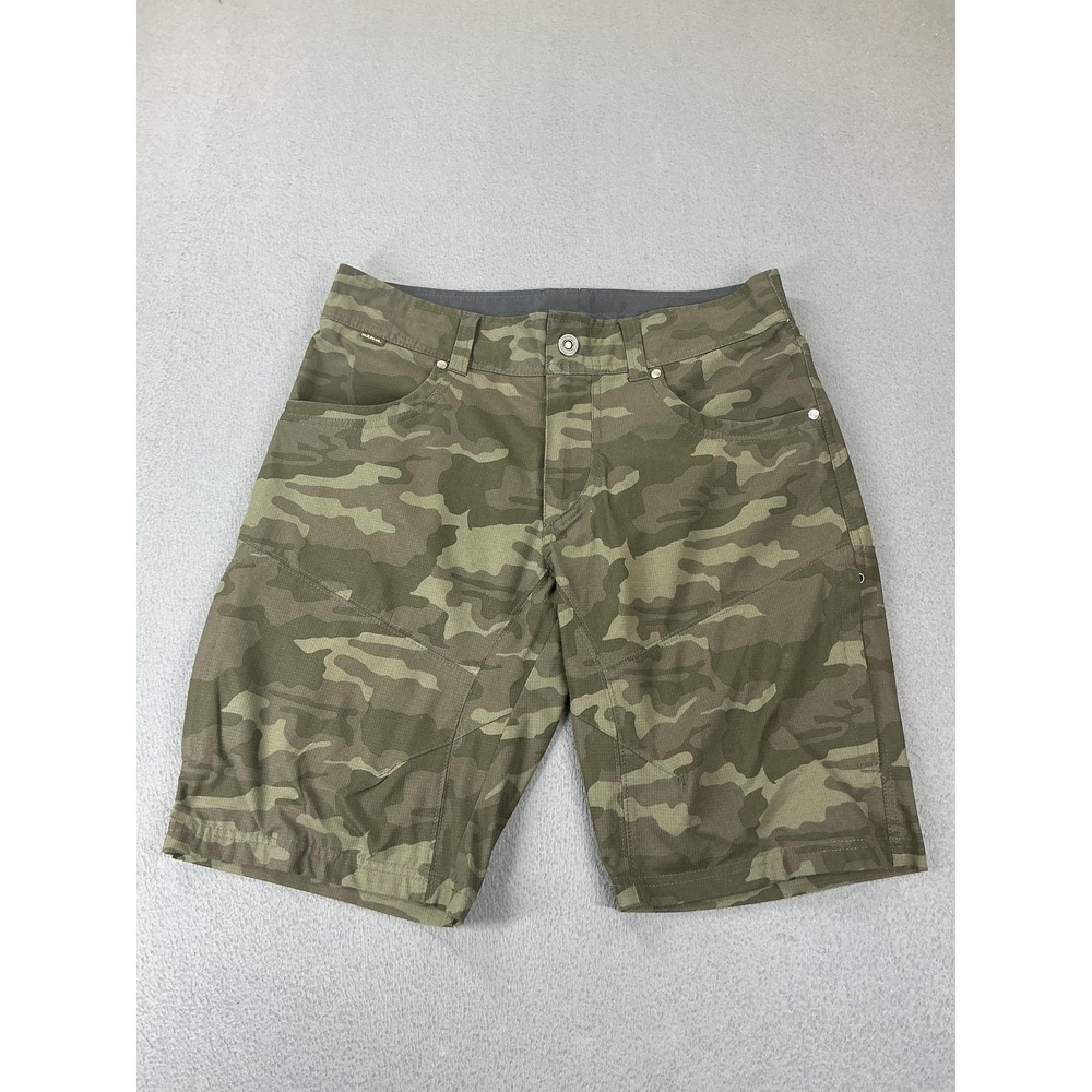 Kuhl Shorts Mens 31 Green Camouflage Cargo Microfiber Lightweight 11 Inseam